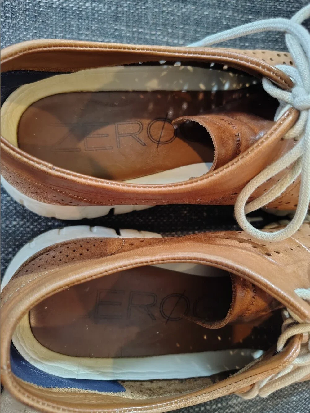 Cole Haan Men's Remastered Wingtip Oxford Perforated Leather Shoes - Tan Size 10